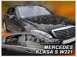 Deflektory - protiprievanové plexi Mercedes S W221 Short 2005-2013 (+zadné)