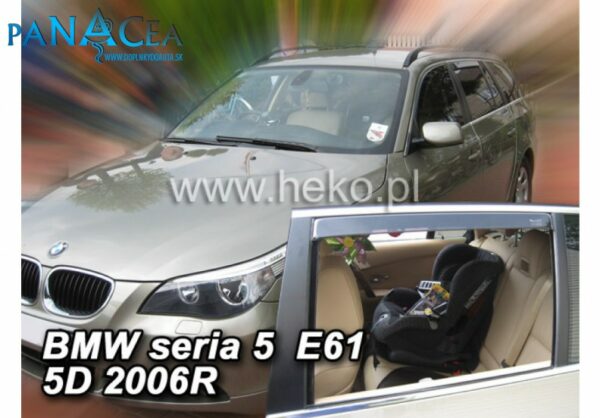 Deflektory - protiprievanové plexi BMW 5 E61 Combi 5D 2004 - 2010 (+zadné)