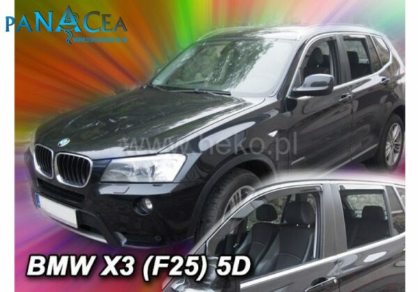 Deflektory - protiprievanové plexi BMW X3 F25 5D 2010 - 2017 (+zadné)