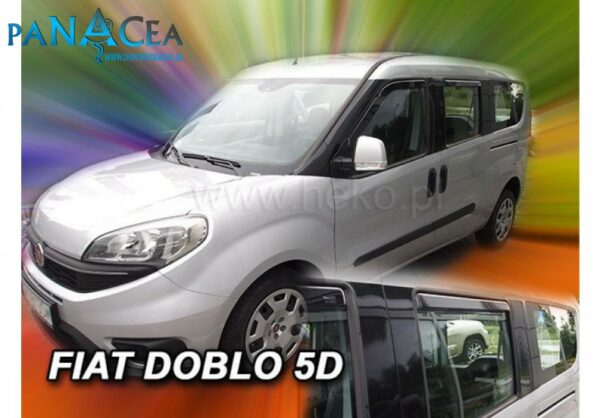 Deflektory - protiprievanové plexi Fiat Doblo 5D 2010 - 2022 (+zadné)