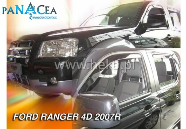 Deflektory - protiprievanové plexi Ford Ranger 4D 2007 - 2012