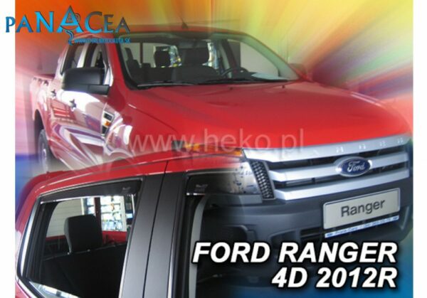 Deflektory - protiprievanové plexi Ford Ranger 4D od 2012 (+zadné)