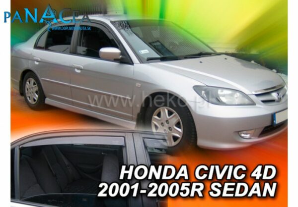 Deflektory - protiprievanové plexi Honda Civic 4D 2001 - 2006 (+zadné) Sedan