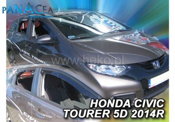 Deflektory - protiprievanové plexi Honda Civic Tourer 5D 2014 - 2016 (+zadné)