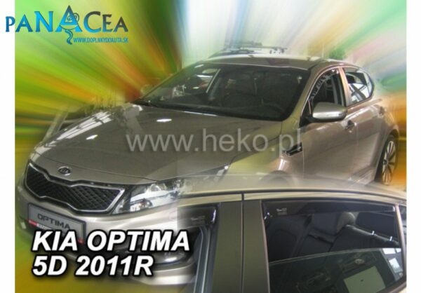 Deflektory - protiprievanové plexi Kia Optima 5D 2010 - 2015 (+zadné)