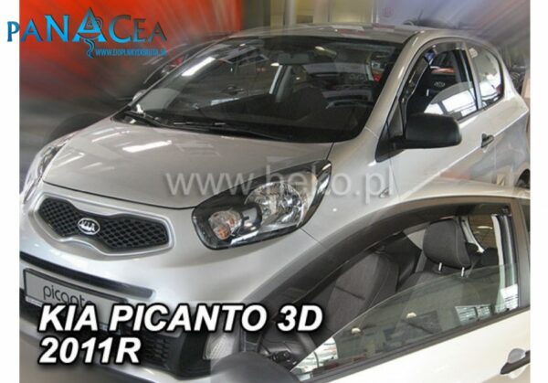 Deflektory - protiprievanové plexi Kia Picanto II 3D 2011 - 2017