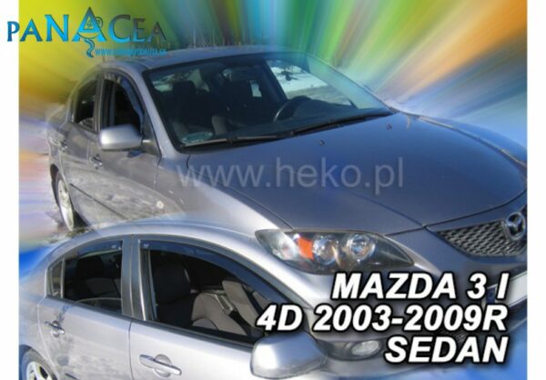 Deflektory - protiprievanové plexi Mazda 3 Sedan 4D 2003 - 2009 (+zadné)