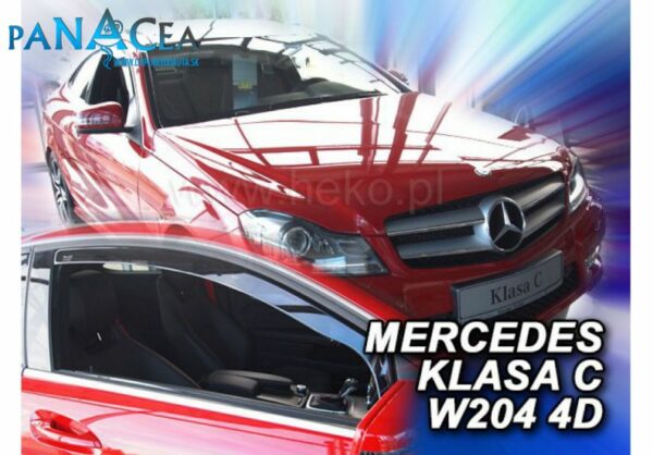 Deflektory - protiprievanové plexi Mercedes C W204 3D 2007 - 2014