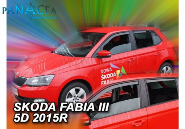 Deflektory - Protiprievanové plexi Škoda Fabia III HTB, Combi 5D od 2014 (+zadné rovné)