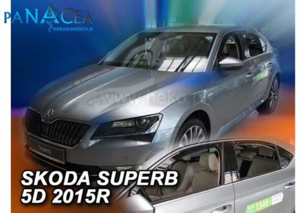 Deflektory - Protiprievanové plexi Škoda Superb III Sedan 5D od 2015 (+zadné)