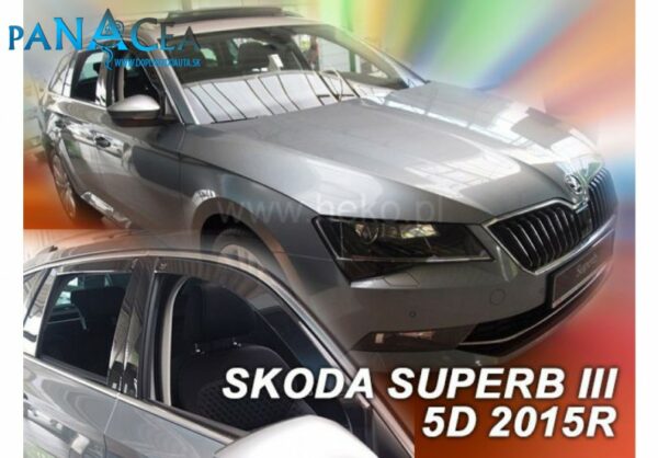 Deflektory - protiprievanové plexi Škoda Superb III Combi 5D od 2015 (+zadné)