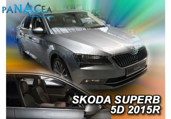 Deflektory - Protiprievanové plexi Škoda Superb III Sedan, Combi 5D od 2015